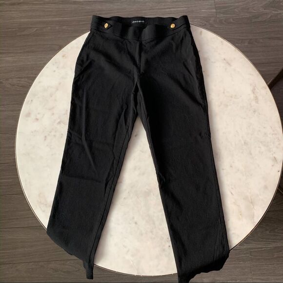 Counterparts Black Gold Button Pull On Office Wear Work Pant Legging Slack Sz 6P - Picture 1 of 8